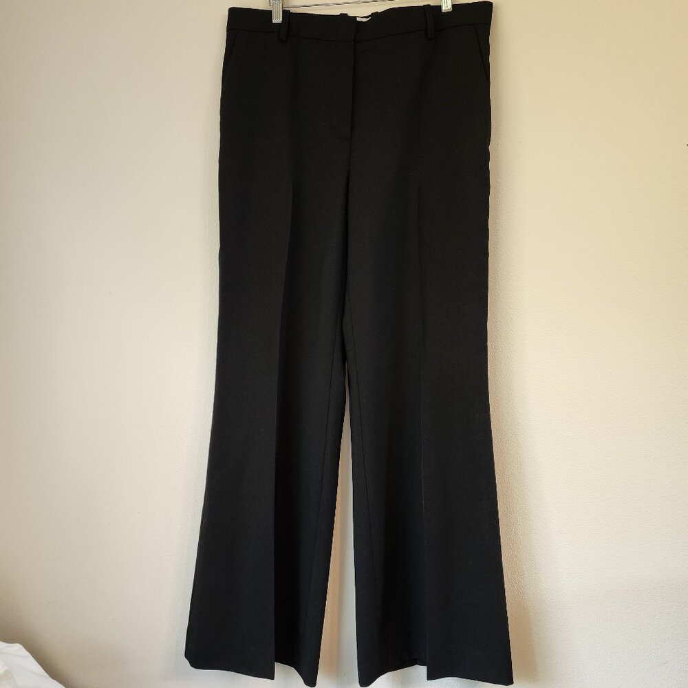 COS Pants Women's Size 12 Black Wide Leg Trouser 100% Wool Office Career Classic